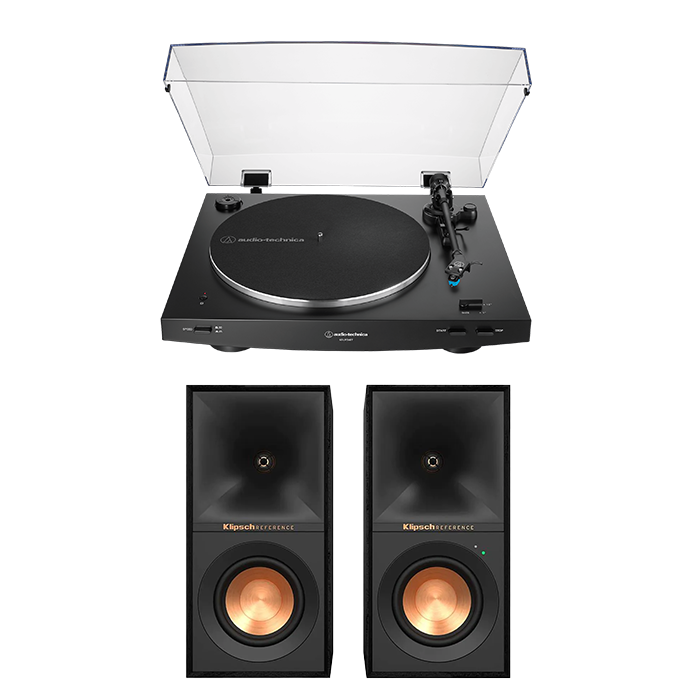 Audio Technica ATLP3XBT Bluetooth Turntable with Klipsch R40PM Powered Bluetooth Speakers Pair Hi-Fi Package