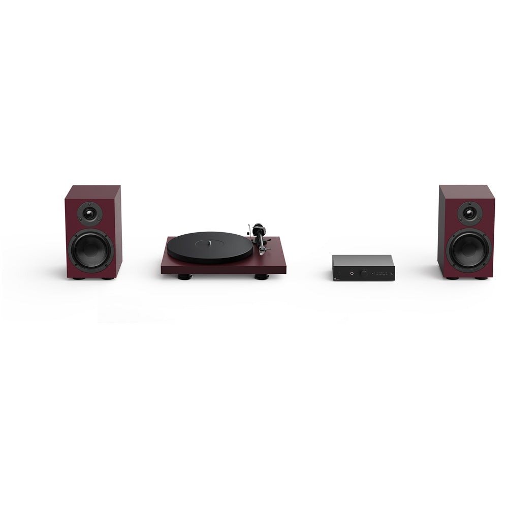 Pro-Ject Colourful Audio System 2 with Debut EVO 2 Turntable MaiA S3 Amplifier and Speaker Box 5 S2 Speakers - Satin Wine Red