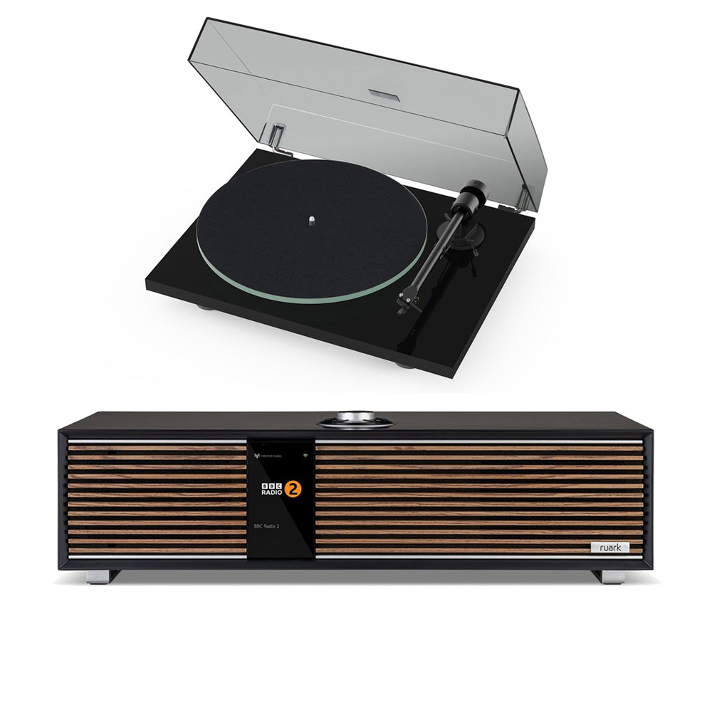 Pro-Ject T1 EVO Phono Belt-Driven Turntable Black and Ruark R410 Integrated Wireless Music System Charcoal HiFi Package
