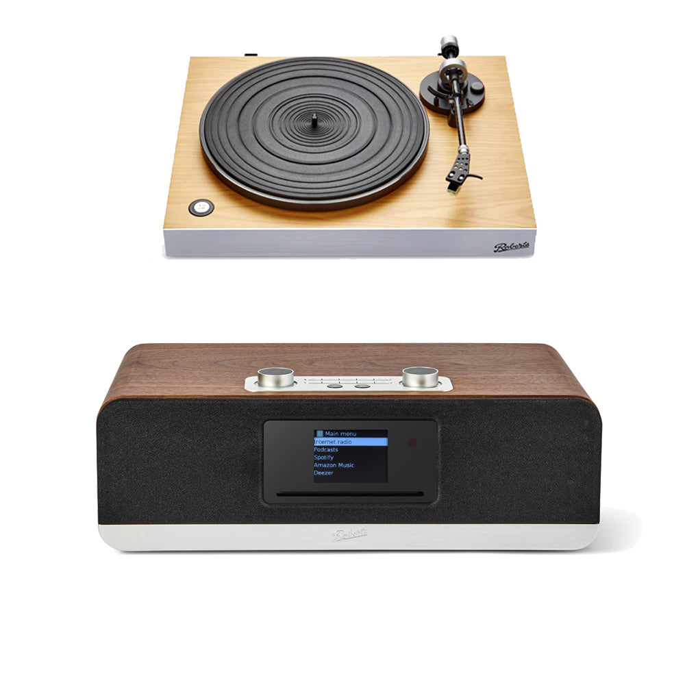 Roberts Stylus Luxe Direct Drive Turntable & Stream 67L All In One Smart Music System Walnut