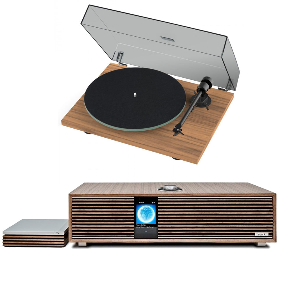 Ruark R410 Music System with R-CD100 CD Player & Pro-Ject T1 EVO Phono Turntable - Walnut